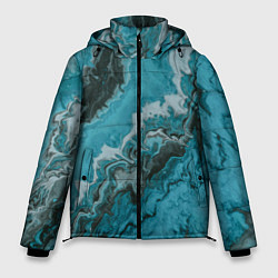 Куртка зимняя мужская Тёмно-синие разливающиеся краски, цвет: 3D-красный