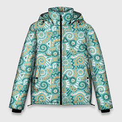 Куртка зимняя мужская Узор этнический гранж, цвет: 3D-светло-серый