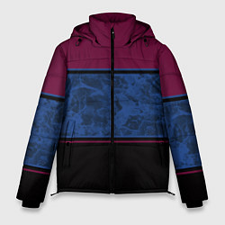 Куртка зимняя мужская Бордовый, синий мраморный и черный полосы, цвет: 3D-черный