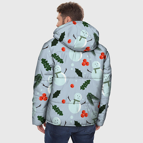 Мужская зимняя куртка Снеговики и ягодки / 3D-Черный – фото 4