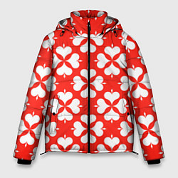 Куртка зимняя мужская Четырехлистный клевер красный, цвет: 3D-светло-серый