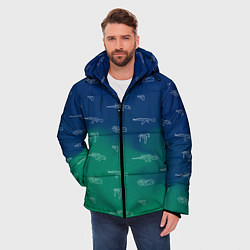 Куртка зимняя мужская Стволы автоматы паттерн, цвет: 3D-светло-серый — фото 2