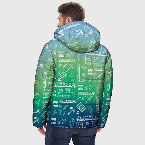 Мужская зимняя куртка Майнкрафт символы на потертом фоне / 3D-Красный – фото 4