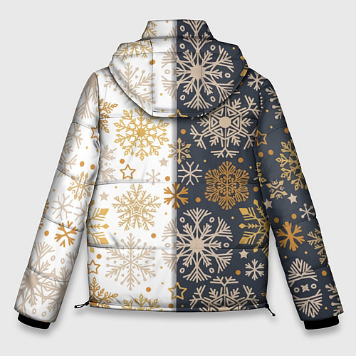 Мужская зимняя куртка Рождественские милые золотые снежинки / 3D-Светло-серый – фото 2