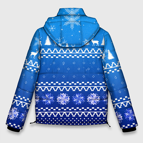 Мужская зимняя куртка Новогодний узор на синем фоне / 3D-Светло-серый – фото 2