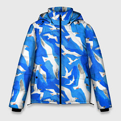 Куртка зимняя мужская Летящие чайки в небе, цвет: 3D-красный