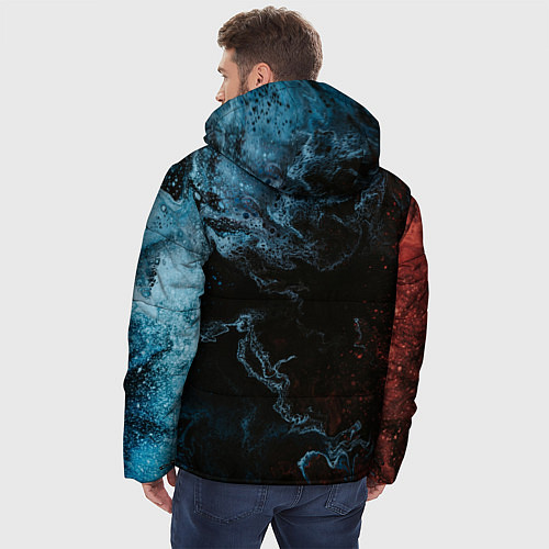Мужская зимняя куртка Красно синее небо / 3D-Черный – фото 4