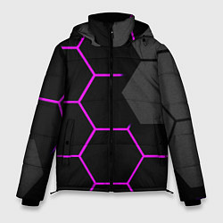 Куртка зимняя мужская Крупные неоновые соты, цвет: 3D-светло-серый