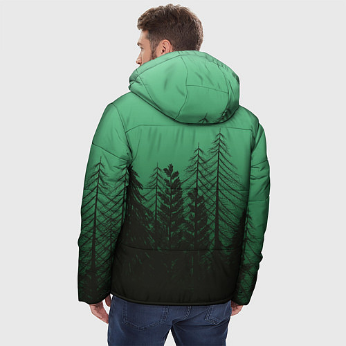 Мужская зимняя куртка Зелёный туманный лес / 3D-Черный – фото 4