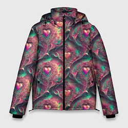 Куртка зимняя мужская Паттерн сердца и узоры, цвет: 3D-светло-серый