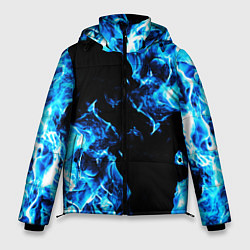 Куртка зимняя мужская Красивый синий огонь, цвет: 3D-черный