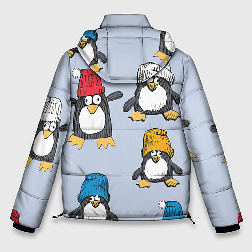 Мужская зимняя куртка Смешные пингвины / 3D-Красный – фото 2