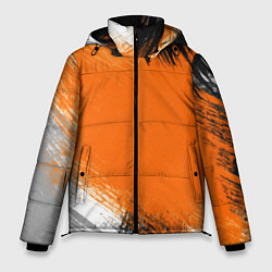 Куртка зимняя мужская Желто-черный узор Мазки краски, цвет: 3D-светло-серый