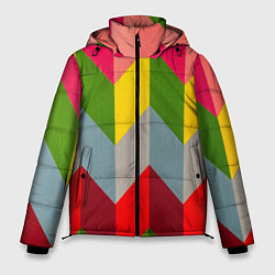 Куртка зимняя мужская Разноцветный ромбический абстрактный паттерн, цвет: 3D-черный