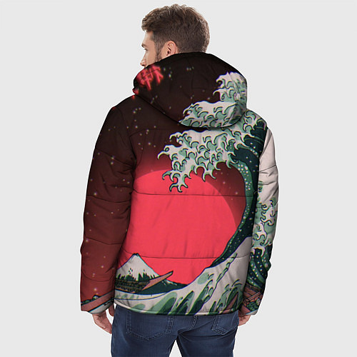 Мужская зимняя куртка Японская волна в красном цвете / 3D-Черный – фото 4