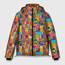 Куртка зимняя мужская Лоскутное шитье, рисовала нейросеть, цвет: 3D-черный