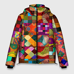 Куртка зимняя мужская Лоскутное шитье, пэчворк из нейросети, цвет: 3D-черный