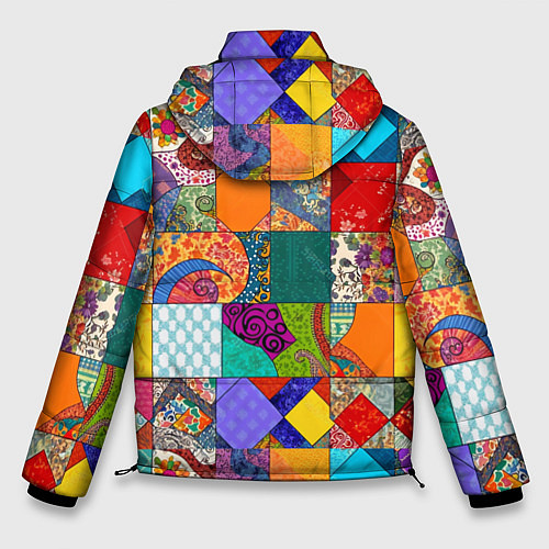 Мужская зимняя куртка Разноцветные лоскуты / 3D-Красный – фото 2