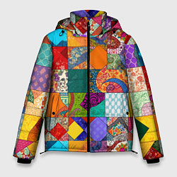 Куртка зимняя мужская Разноцветные лоскуты, цвет: 3D-красный