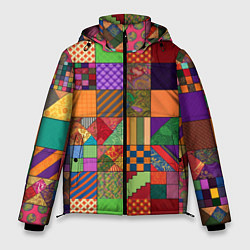Куртка зимняя мужская Разноцветные лоскуты от нейросети, цвет: 3D-красный