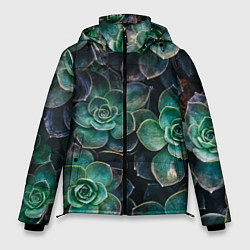 Куртка зимняя мужская Паттерн из множество зелёных цветов, цвет: 3D-светло-серый