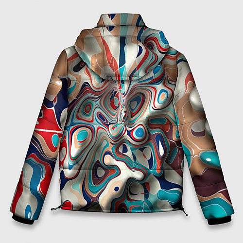 Мужская зимняя куртка Волны - краски / 3D-Красный – фото 2