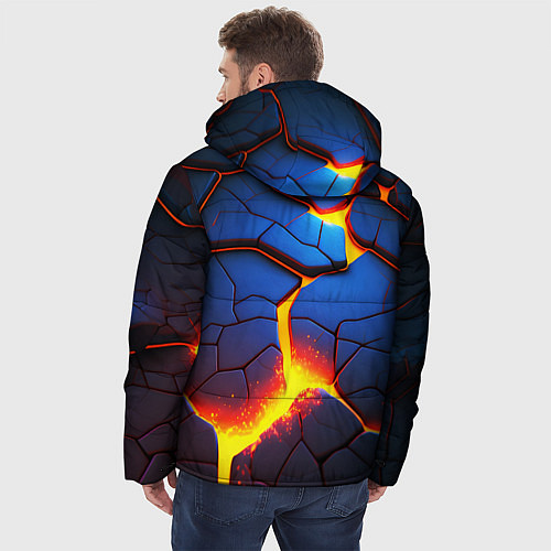 Мужская зимняя куртка Яркая неоновая лава, разломы / 3D-Черный – фото 4