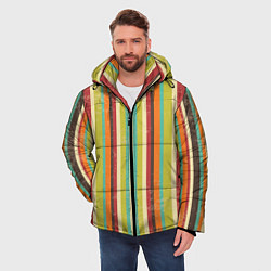Куртка зимняя мужская Абстрактное множество разноцветных полос, цвет: 3D-черный — фото 2