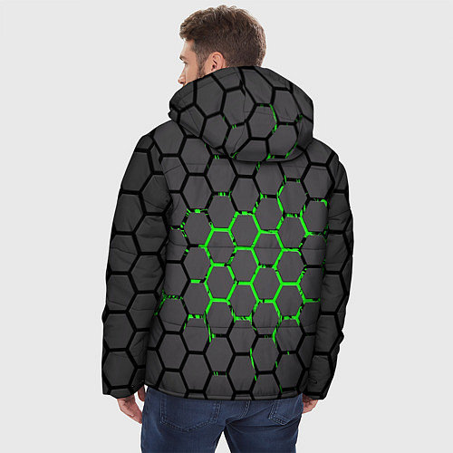 Мужская зимняя куртка Абстрактыные соты / 3D-Черный – фото 4