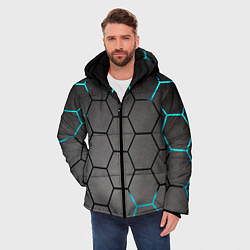 Куртка зимняя мужская Броня текстура неоновая, цвет: 3D-черный — фото 2