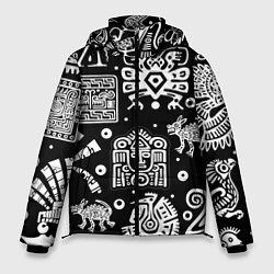 Куртка зимняя мужская Знаки племени Майя, цвет: 3D-черный