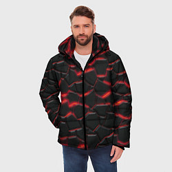 Куртка зимняя мужская Красный неон и плиты, цвет: 3D-черный — фото 2
