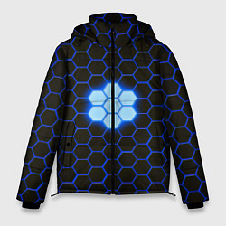 Куртка зимняя мужская Сталь железные соты абстрактные, цвет: 3D-светло-серый