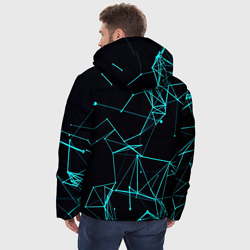 Мужская зимняя куртка Лучи абстракции неоновые / 3D-Черный – фото 4