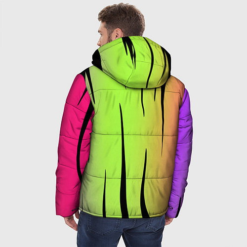 Мужская зимняя куртка Звериный принт радуга / 3D-Черный – фото 4