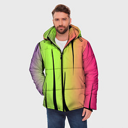 Куртка зимняя мужская Звериный принт радуга, цвет: 3D-черный — фото 2