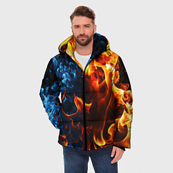 Куртка зимняя мужская Битва огней - два пламени, цвет: 3D-черный — фото 2