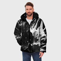 Куртка зимняя мужская Брызги красок - белая и черная, цвет: 3D-черный — фото 2
