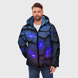 Куртка зимняя мужская Светящаяся синяя лава, цвет: 3D-черный — фото 2