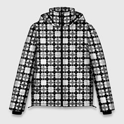 Куртка зимняя мужская Черно-белый геометрический мелкий узор, цвет: 3D-светло-серый
