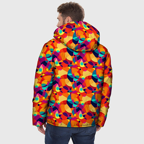 Мужская зимняя куртка Абстрактный узор из разноцветных окружностей / 3D-Черный – фото 4