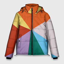 Куртка зимняя мужская Разноцветные пересекающиеся треугольники, цвет: 3D-черный