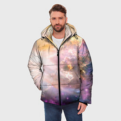 Куртка зимняя мужская Аморфное абстрактное космическое красочное небо, цвет: 3D-черный — фото 2