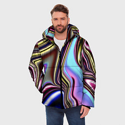 Куртка зимняя мужская Блестящая ткань, цвет: 3D-черный — фото 2