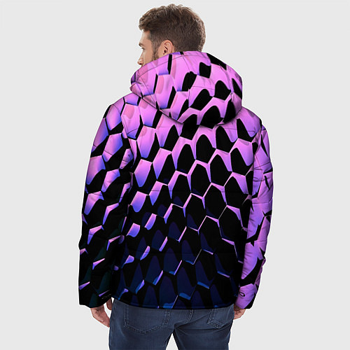 Мужская зимняя куртка Шестиугольники волны / 3D-Светло-серый – фото 4