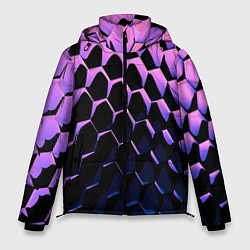 Куртка зимняя мужская Шестиугольники волны, цвет: 3D-светло-серый