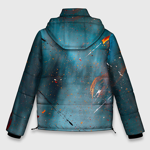 Мужская зимняя куртка Абстрактный синий туман, силуэты и краски / 3D-Красный – фото 2