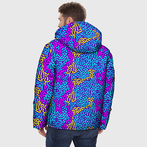 Мужская зимняя куртка Абстрактные психоделические полосы / 3D-Черный – фото 4