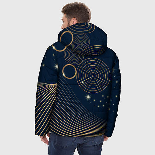 Мужская зимняя куртка Абстрактный золотой узор в стиле мемфис / 3D-Черный – фото 4