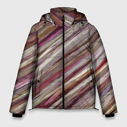 Куртка зимняя мужская Полосы цвета с текстурой планеты, цвет: 3D-черный
